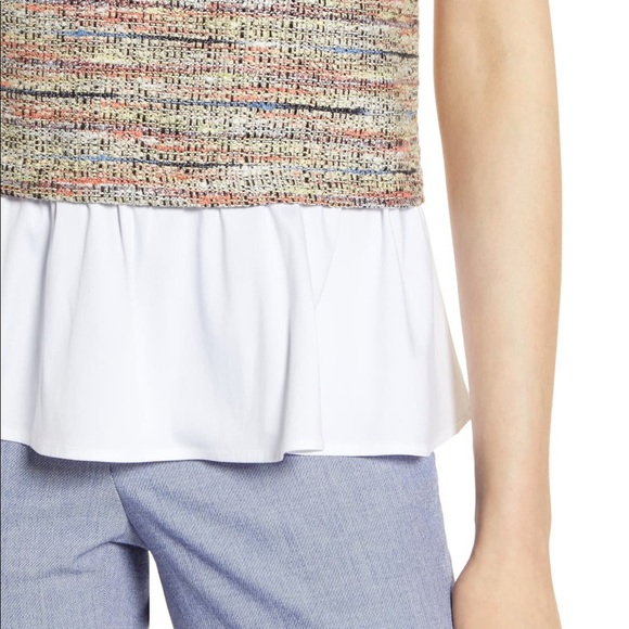 Halogen Poplin Ruffle Tweed Top - Picture 4 of 6
